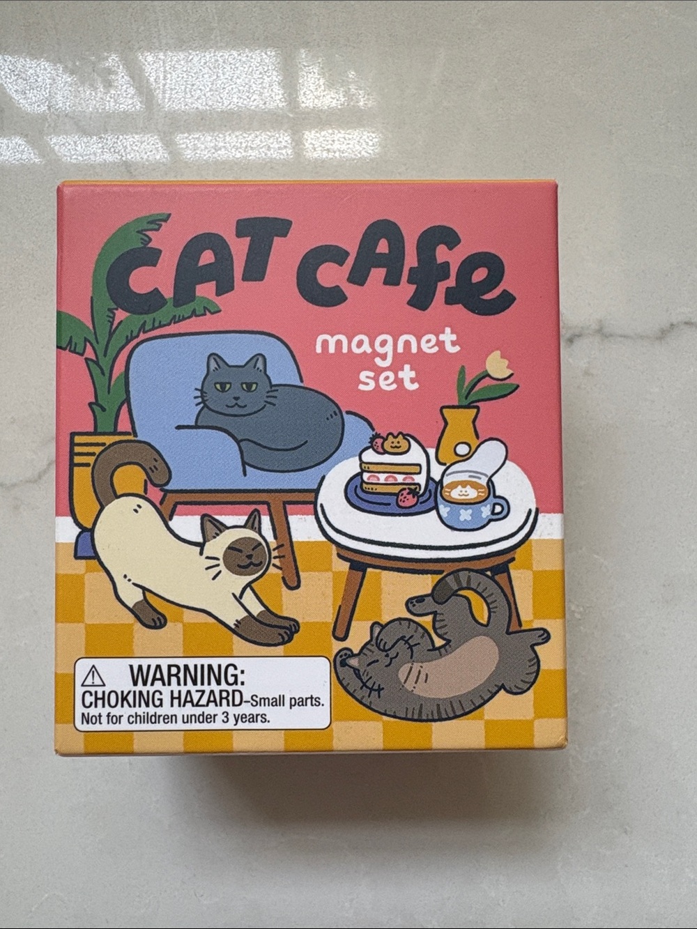 Cat Cafe Magnet Set - Decorative Cat Magnets (Pink) New in Box